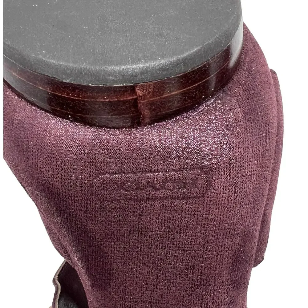 Coach Teagan Shimmer Leather Heeled Sandal Merlot Purple Lace Up Size 10